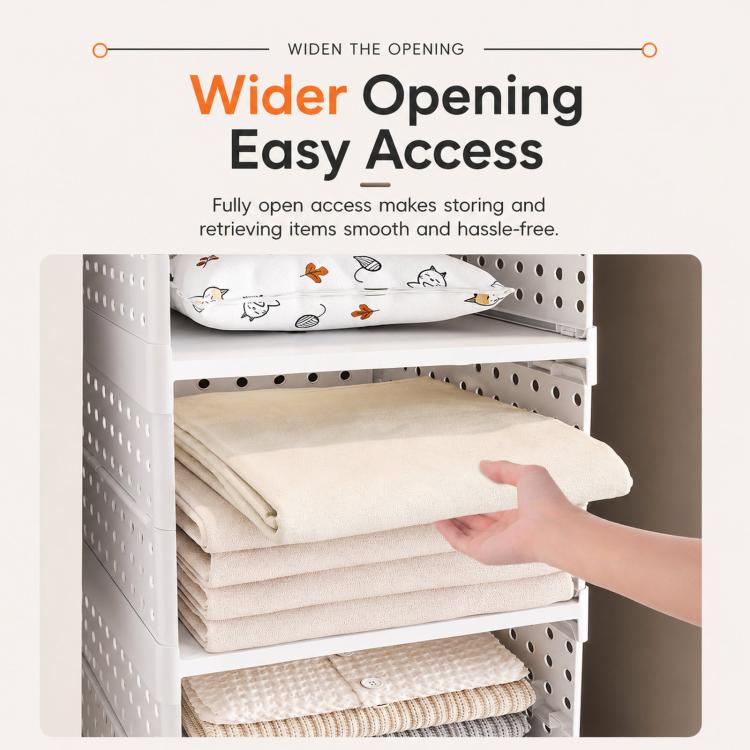 Hanging Closet Organizer Plastic Hanging Shelves Stackable Wardrobe Storage Basket for Clothes, 1-Tier, 2-Tier, 3-Tier