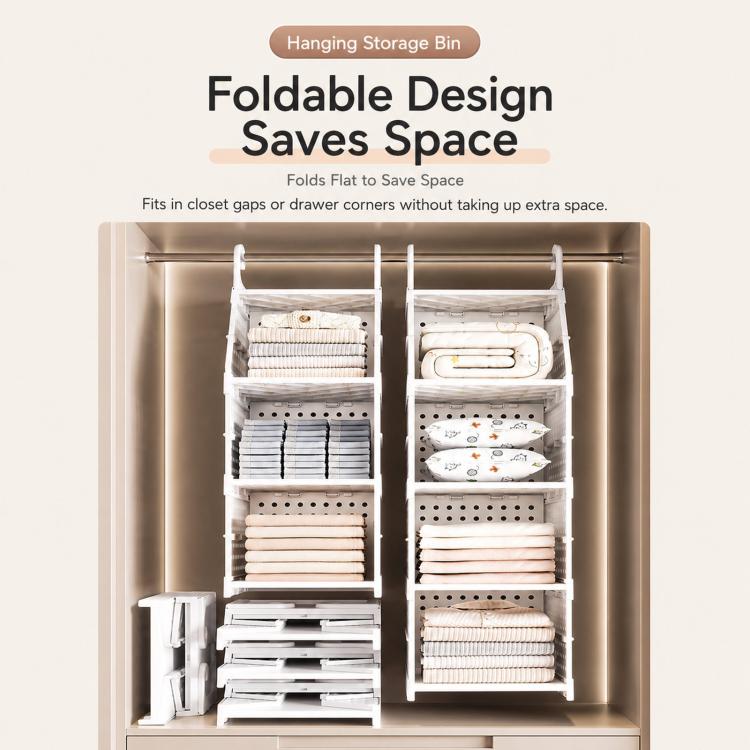 Hanging Closet Organizer Plastic Hanging Shelves Stackable Wardrobe Storage Basket for Clothes, 1-Tier, 2-Tier, 3-Tier