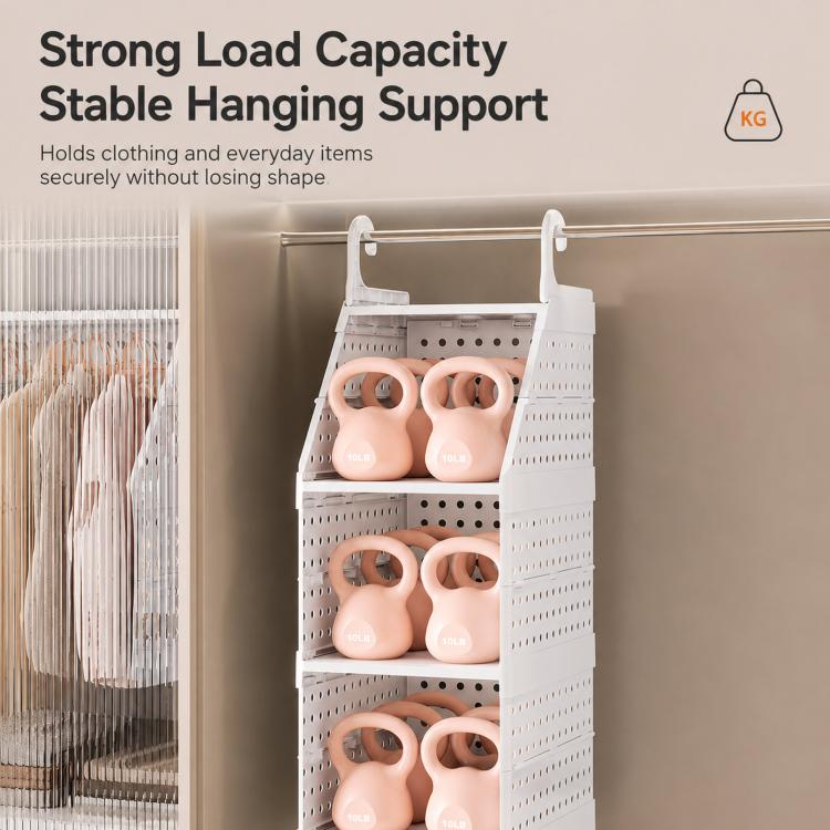 Hanging Closet Organizer Plastic Hanging Shelves Stackable Wardrobe Storage Basket for Clothes, 1-Tier, 2-Tier, 3-Tier