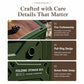 Green folding storage box with MDF wooden lid, rounded corners and pull-ring door