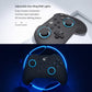 Black game controller with adjustable star-ring RGB lights around thumbsticks