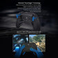 Black game controller with blue-lit accents on grips and triggers