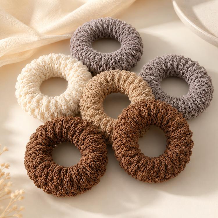 6-Piece Set Thickened Extra-Thick High-Elasticity Hair Tie Seamless Ponytail Headband
