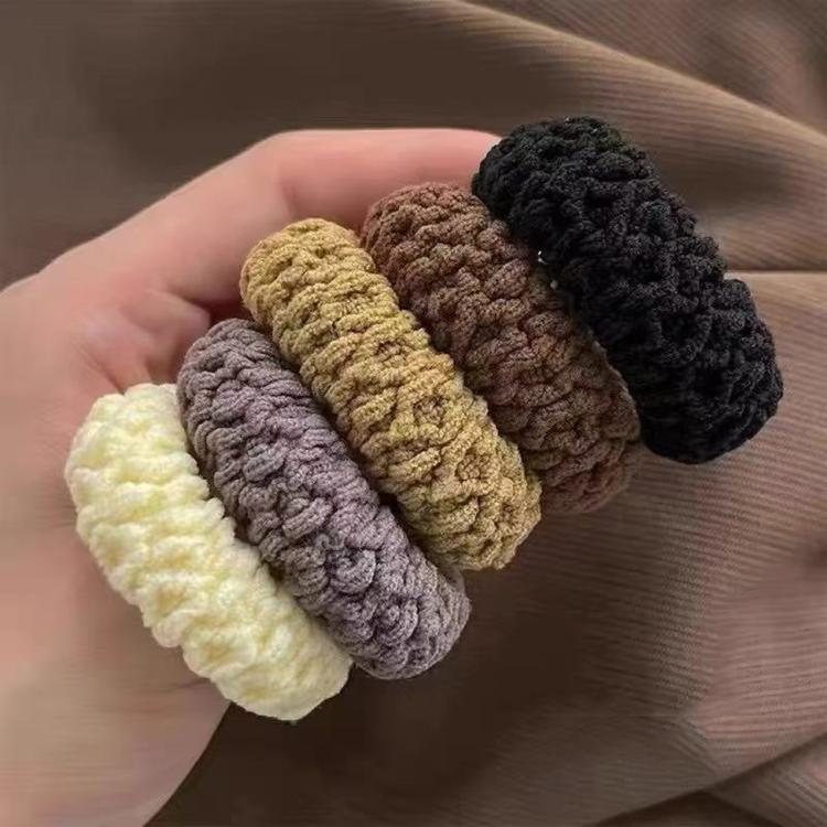 6-Piece Set Thickened Extra-Thick High-Elasticity Hair Tie Seamless Ponytail Headband