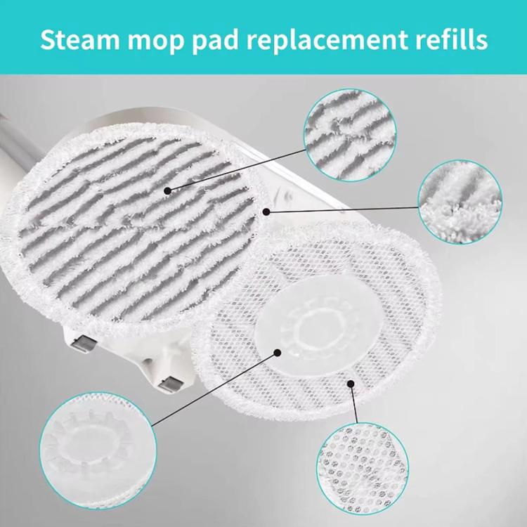 White striped steam mop pad with multiple circular pad refills