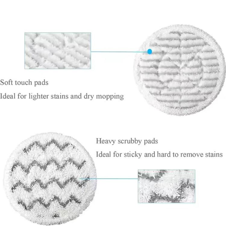 Steam mop pad set: white striped pad and gray zigzag heavy-scrub pad