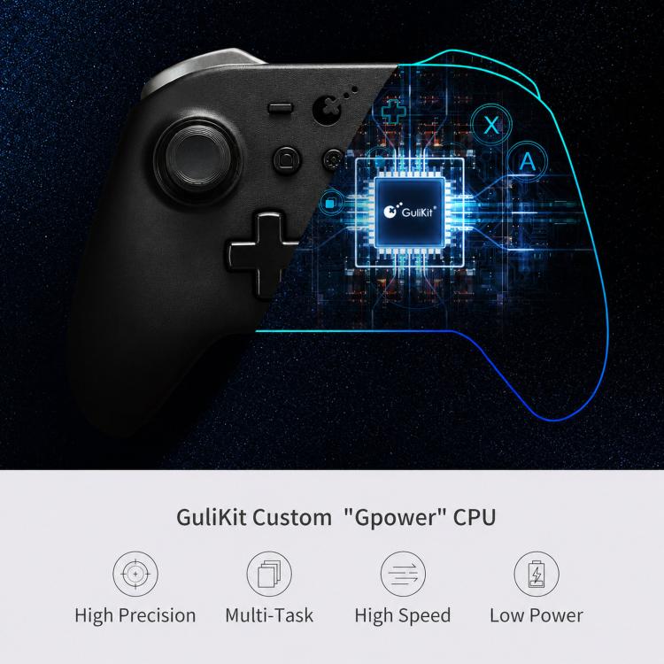Black game controller with glowing blue circuit overlay across the center