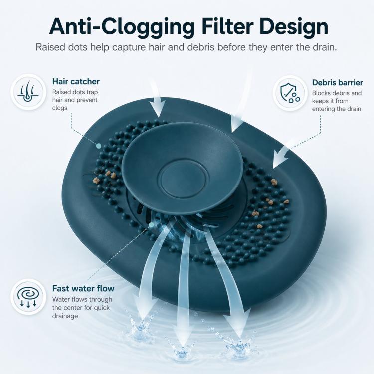 Kitchen Sink Drain Cover Push-Button Bathroom Drain Hair Strainer