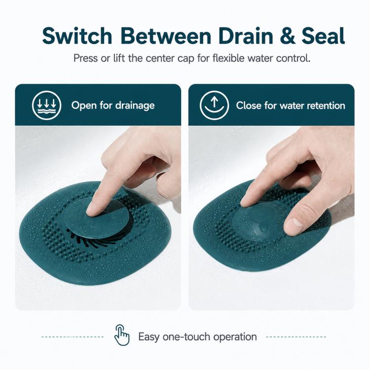 Kitchen Sink Drain Cover Push-Button Bathroom Drain Hair Strainer