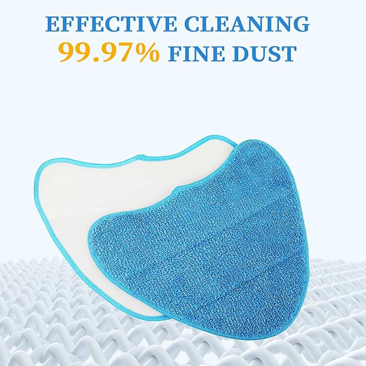 Blue microfiber steam mop pad with stitched edge