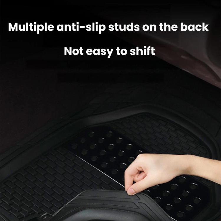 Silicone car floor mat with multiple anti-slip studs and textured back surface