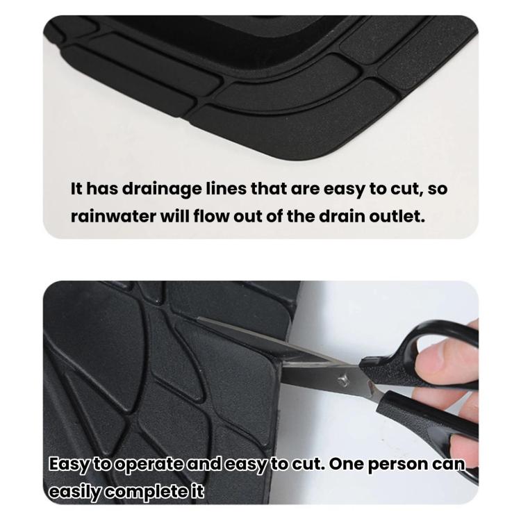 Silicone car floor mat with cuttable drainage lines and trimmed edge