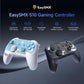 Wireless gaming controllers in white and black with swappable faceplate designs