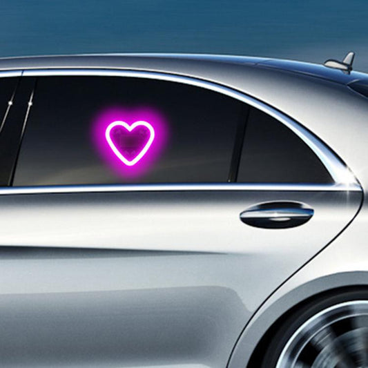 Solar Powered Heart-Shaped Car Ambient Light Smart Modified Neon Light For Vehicle Interior