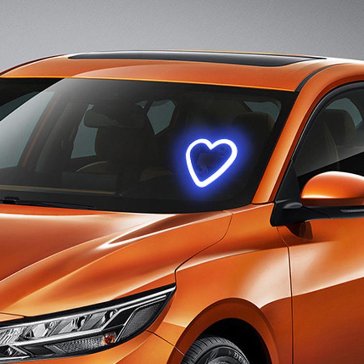 Solar Powered Heart-Shaped Car Ambient Light Smart Modified Neon Light For Vehicle Interior