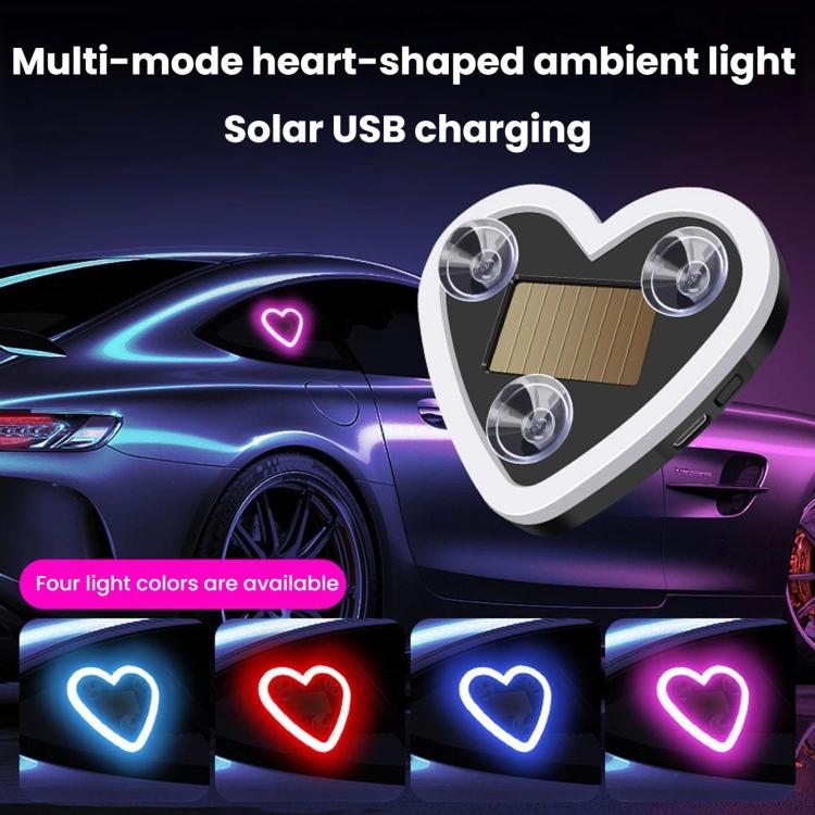 Solar Powered Heart-Shaped Car Ambient Light Smart Modified Neon Light For Vehicle Interior