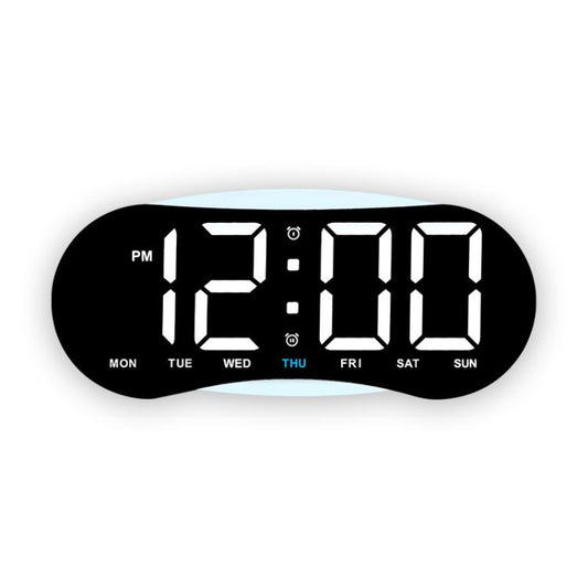 Curved LED Digital Wall Clock Large Display Desk Clock with Ambient Night Light, Day Date Temperature Dimmable for Bedroom Office