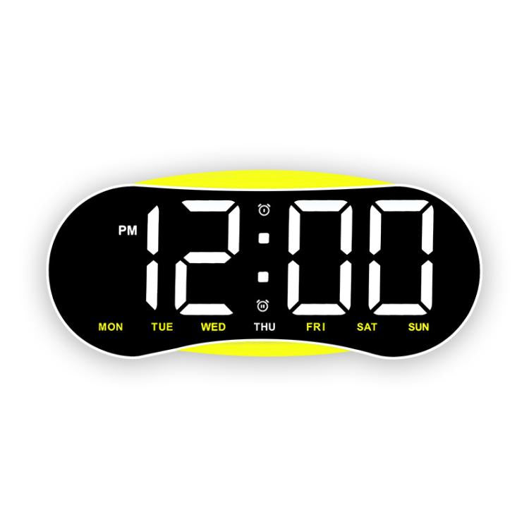 Curved LED Digital Wall Clock Large Display Desk Clock with Ambient Night Light, Day Date Temperature Dimmable for Bedroom Office