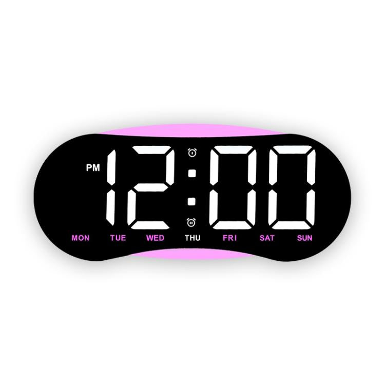 Curved LED Digital Wall Clock Large Display Desk Clock with Ambient Night Light, Day Date Temperature Dimmable for Bedroom Office