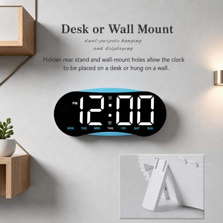 Curved LED Digital Wall Clock Large Display Desk Clock with Ambient Night Light, Day Date Temperature Dimmable for Bedroom Office