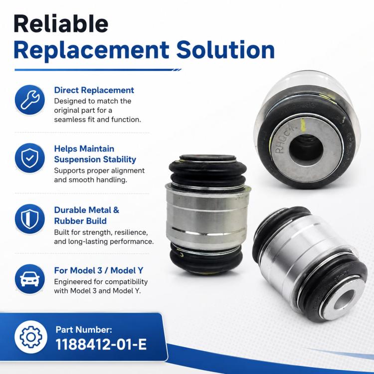 Rear steering knuckle bushing pair: silver metal with stacked black rubber components