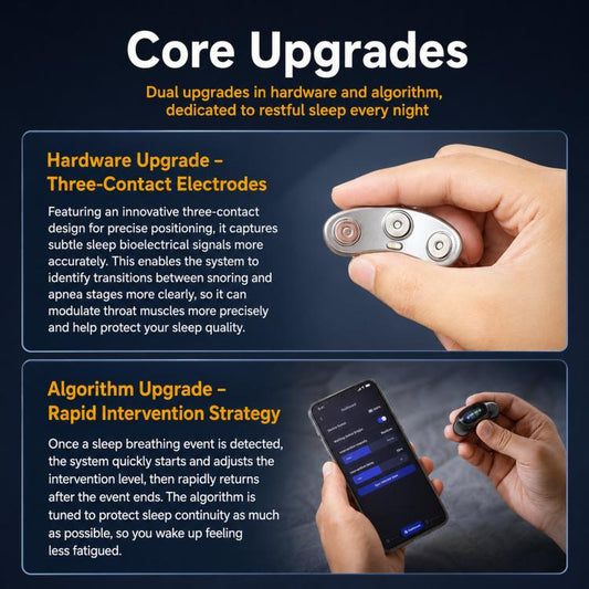 Three-contact electrode pads for smart anti-snoring device held in hand