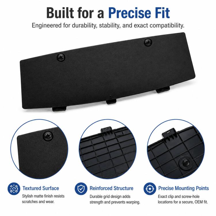 Black textured rear bumper underbody cover with four corner mounting clips