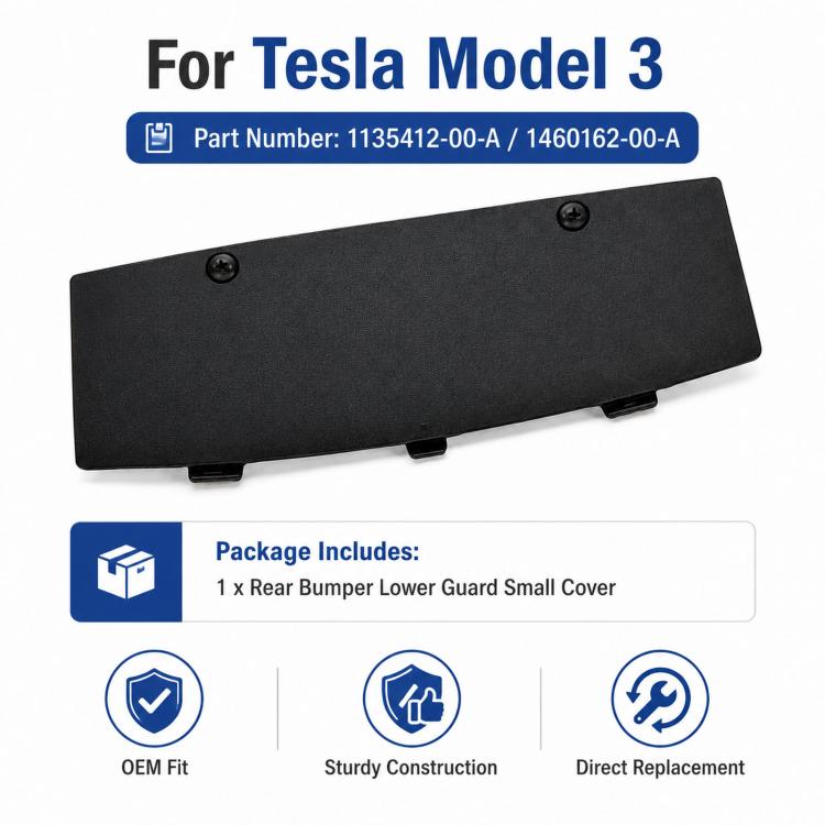 Black rear bumper lower guard cover for Tesla Model 3 with two fastening screws