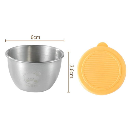 LsCook 4pcs Mini 304 Stainless Steel Portable Dip Seasoning Container 80ml With Lid Bear Dish