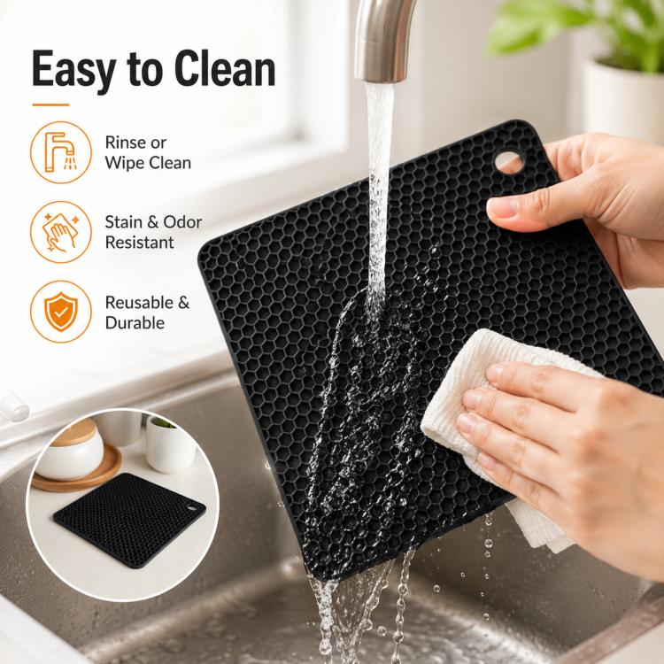 LsCook Silicone Honeycomb Table Mat Insulated Non-Slip Waterproof Coaster, No. 7 Square