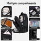 Black rolling backpack with main compartment, front pocket, laptop sleeve, and side pocket