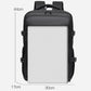 Men's black laptop backpack with front zip pocket and rectangular padded main compartment