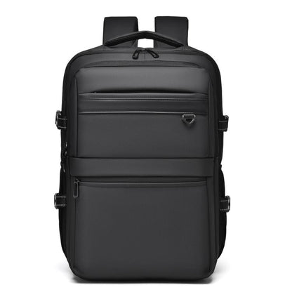 WEIXIRE B929 men’s business backpack in dark black with top handle and front zip pockets.
