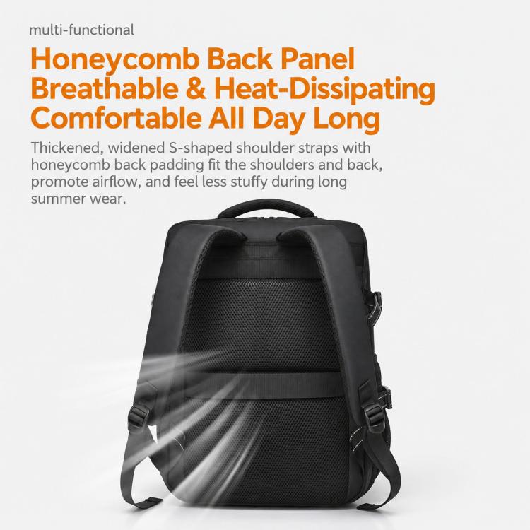 WEIXIRE B929 backpack back panel with padded mesh texture and adjustable shoulder straps.