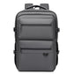 Men's gray waterproof laptop backpack with top handle and front zip compartments