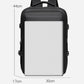 Men's black waterproof laptop backpack with rectangular front and side zip pockets