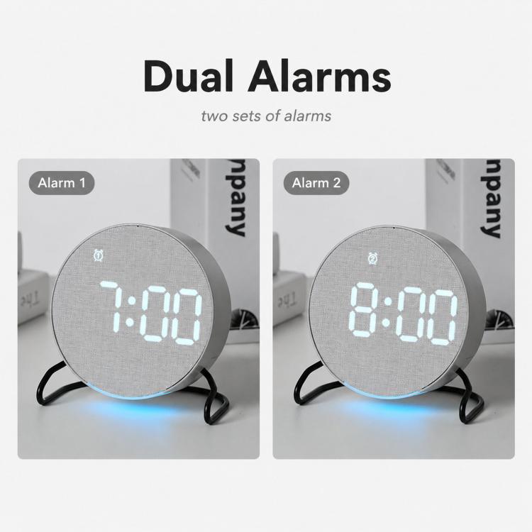 Aesthetic LED Digital Desk Clock Bedside Alarm Clock With Bottom Ambient Light, Countdown Timer, Date And Temperature