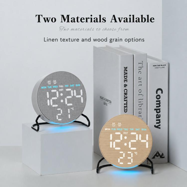 Aesthetic LED Digital Desk Clock Bedside Alarm Clock With Bottom Ambient Light, Countdown Timer, Date And Temperature