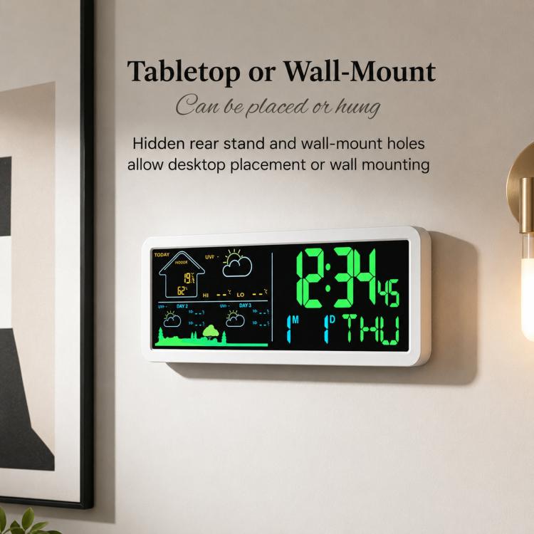 Wireless Weather Station Clock with Outdoor Sensor Digital Wall Clock Barometric Local Weather Forecast Bedside Alarm Clock