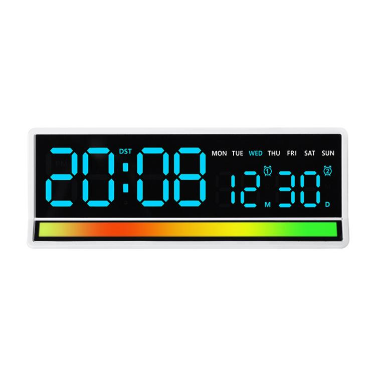 LED Digital Alarm Clock with Sound-Activated RGB Light Large Display with Date/Day/Temperature Support USB Output