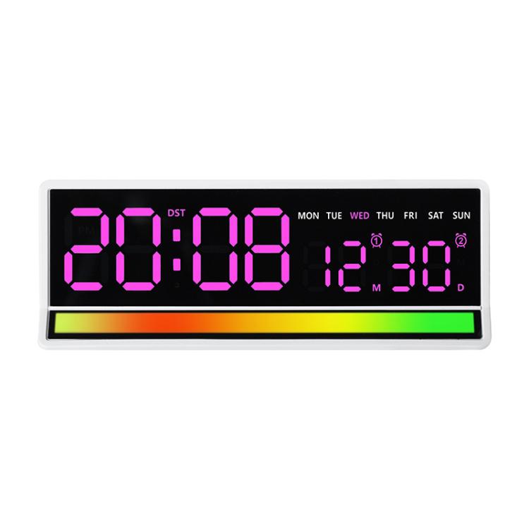 LED Digital Alarm Clock with Sound-Activated RGB Light Large Display with Date/Day/Temperature Support USB Output