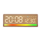 LED Digital Alarm Clock with Sound-Activated RGB Light Large Display with Date/Day/Temperature Support USB Output