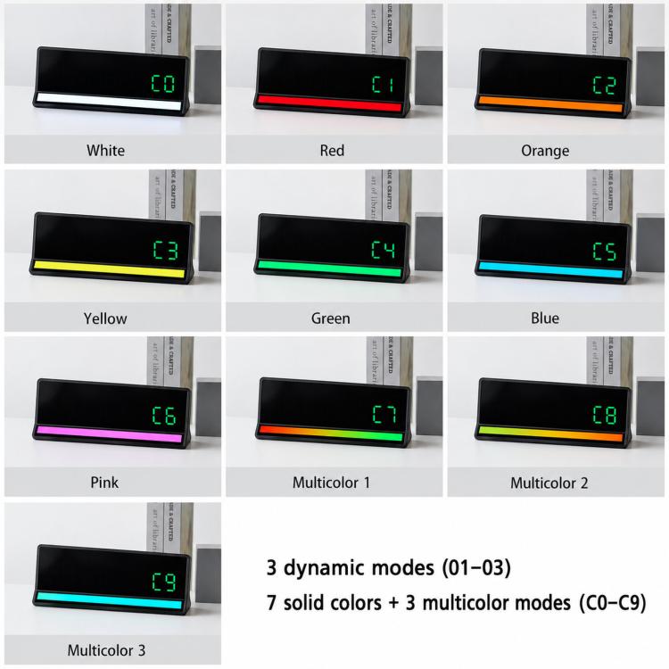 LED Digital Alarm Clock with Sound-Activated RGB Light Large Display with Date/Day/Temperature Support USB Output