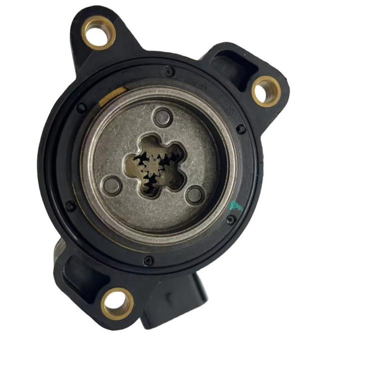 Brake caliper motor drive face with circular metal interior and four mounting holes