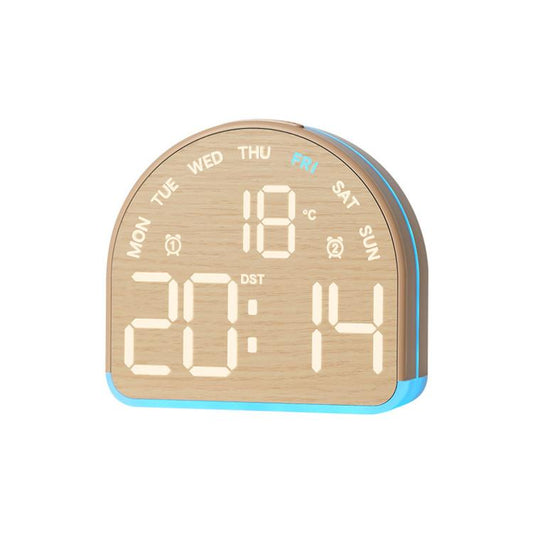 LED Digital Alarm Clock with Bottom Ambient Light Desk Clock with Temperature DST Dual Alarm