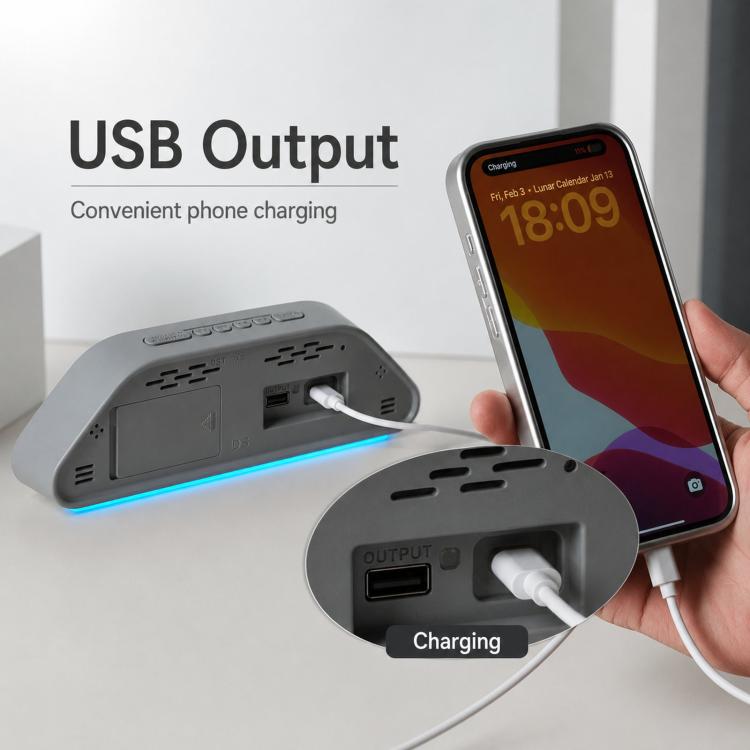 Digital Alarm Clock With USB Output Charger Accurate To The Second LED Desk Clock