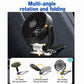 Clip-on car fan with rotating head and foldable U-shaped bracket on base