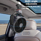 Multi-angle car fan mounted inside vehicle with adjustable tilt and airflow