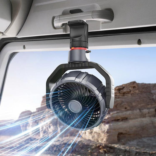 F8104 Stepless Speed Regulation Quiet Car Fan 12V/24V Angle Adjustable Truck Cooling Fan, F8104