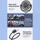 Dual-head car fan with dense grille safety cover and USB 5V power cable